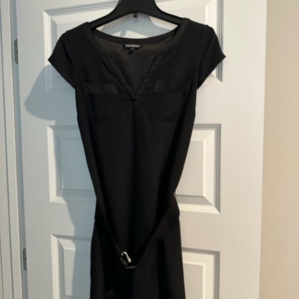 Express Belted Little Black Dress